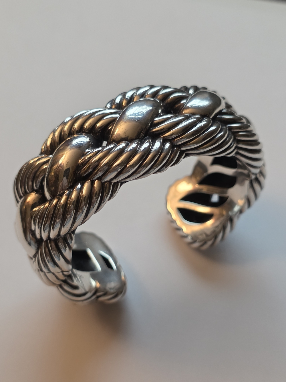 David Yurman Sterling Silver Braided Hinged Cable Cuff